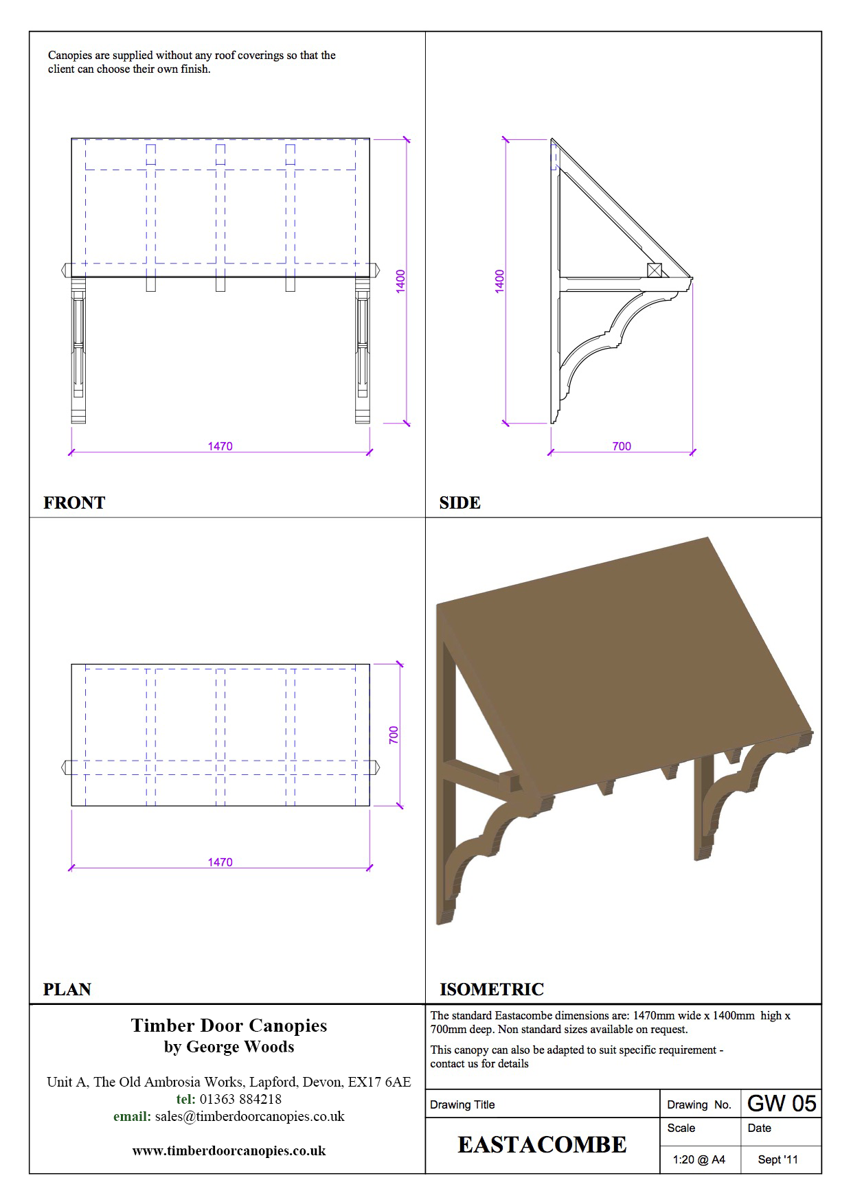 Gittisham canopy CAD drawings
